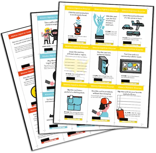 Print-and-play cards laid out on a sheet, ready to cut